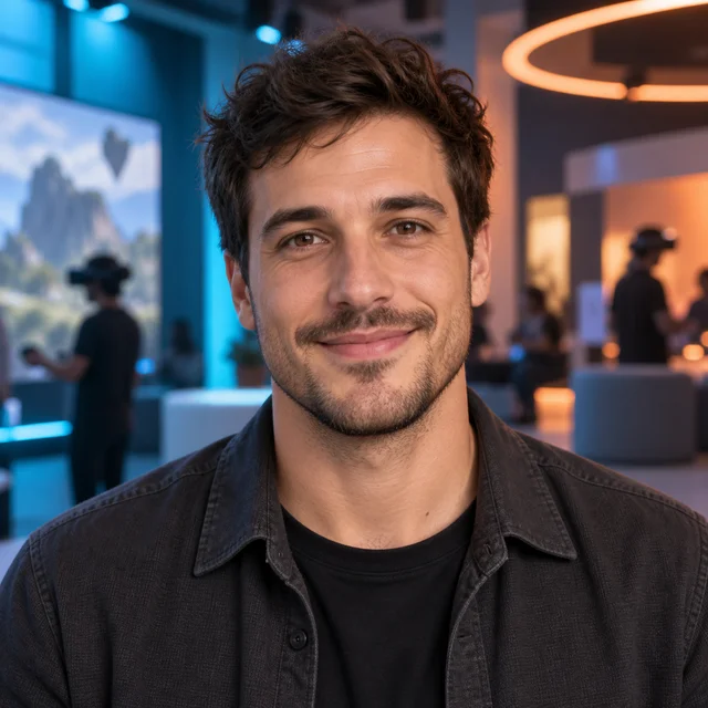Portrait généré de l’avatar éditorial du magazine, un homme souriant d’une trentaine d’années.